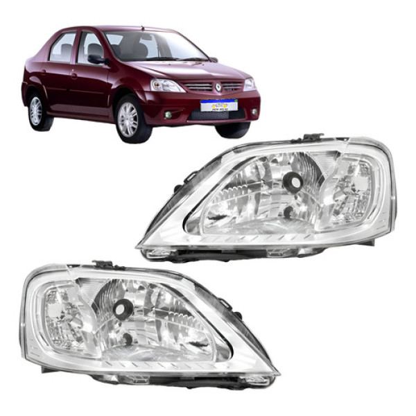 Par Farol Renault Logan Cromado 2007 2008 2009 2010