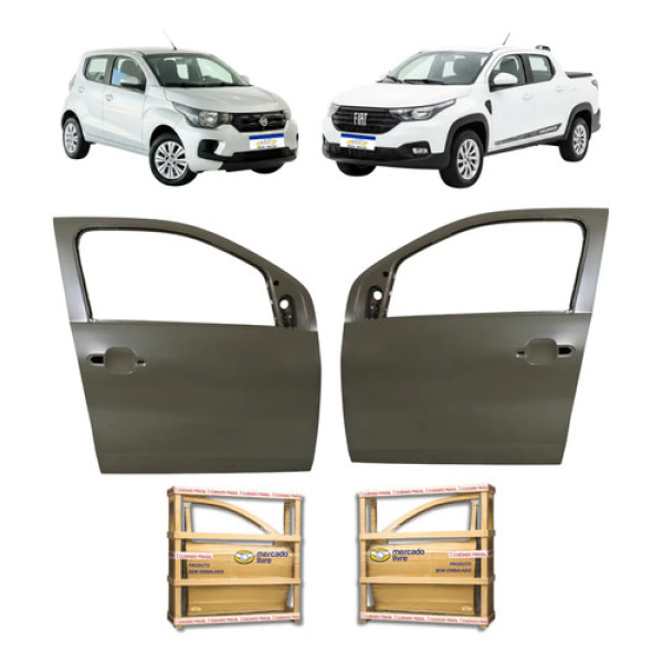 Par Portas Dianteira Fiat Mobi 2016 2017 18 A 25 2026 Nova Dianteira Ambos Os Lados Cinza