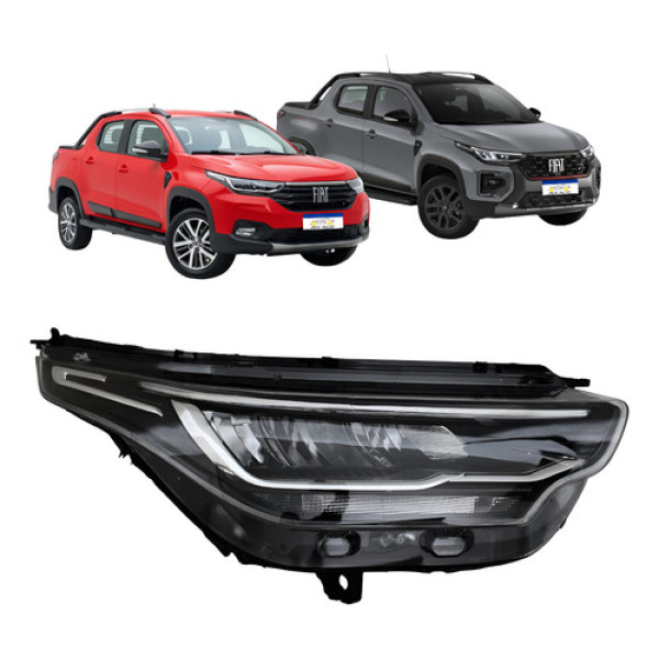 Farol Direito Fiat Strada Volcano 2021 A 2026 Full Led Novo Direito/passageiro Farol Direito Fiat Strada Volcano 2021 A 2026 Full Led Novo Direito/passageiro