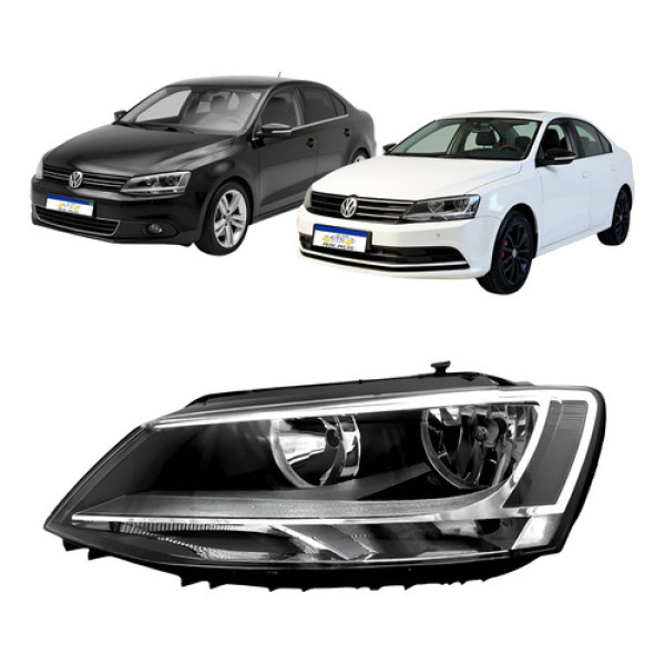 Farol Volkswagen Jetta 2011 A 2016 Foco Duplo Mascara Negra Esquerdo/motorista