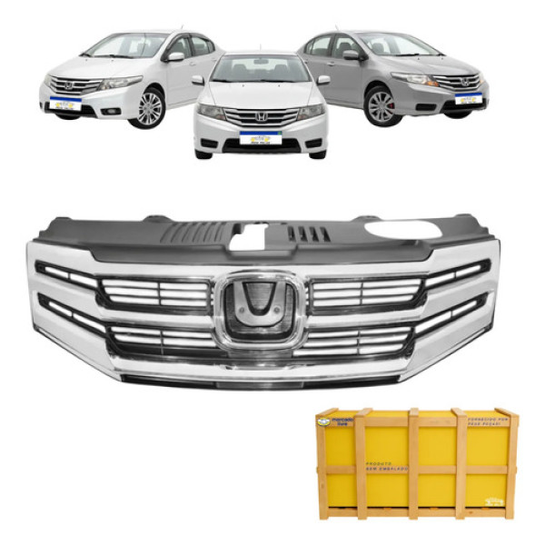Grade Central Radiador Honda City 2013 2014 Cromado Cromado