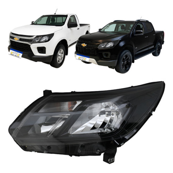 Farol Esquerdo Friso Preto Chevrolet S10 2017 A 2023 S/led - Esquerdo/motorista