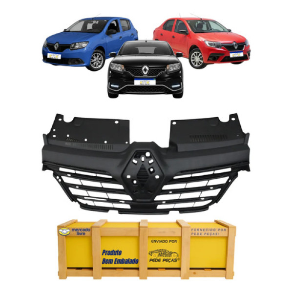 Grade Central Renault Logan Sandero Stepway 2020 2021 A 2025 Preto Texturizado