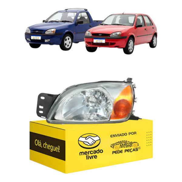 Farol Ford Fiesta Courier 2000 01 02 03 A 10 11 12 2013 Le Esquerdo/motorista