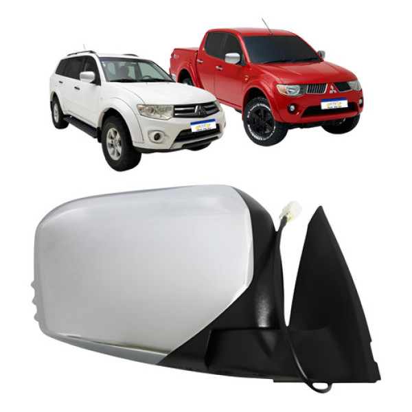 Retrovisor Mitsubishi Triton 2009 A 2017 Cromadado Sem Pisca