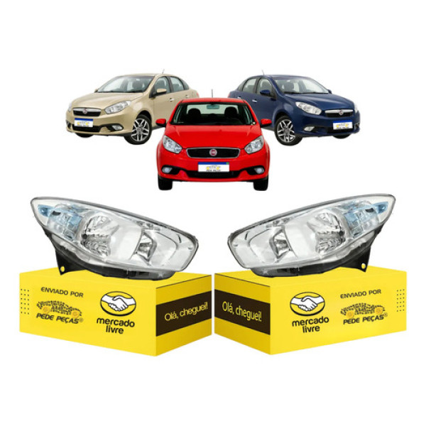 Par Farol Fiat Grand Siena 2012 2013 2014 A 2021 Foco Duplo Ambos Lados
