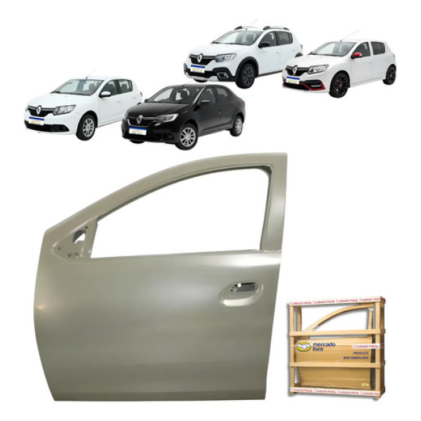 Porta Dianteira Logan Sandero Stepway 2014 15 16 A 2024 Le Dianteira Esquerdo Cinza Para Pintura