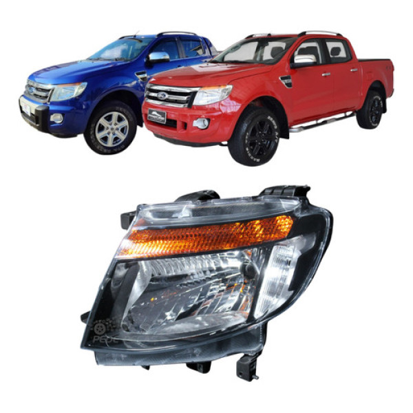 Farol Esquerdo Ford Ranger 2013 2014 2015 2016 Macara Negra Esquerdo/motorista