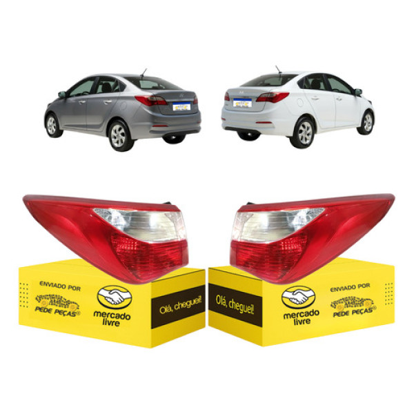 Par Lanterna Sinaleira Hb20 Sedan 2013 2014 15 16 17 18 2019 Ambos Lados Vermelho Cristal