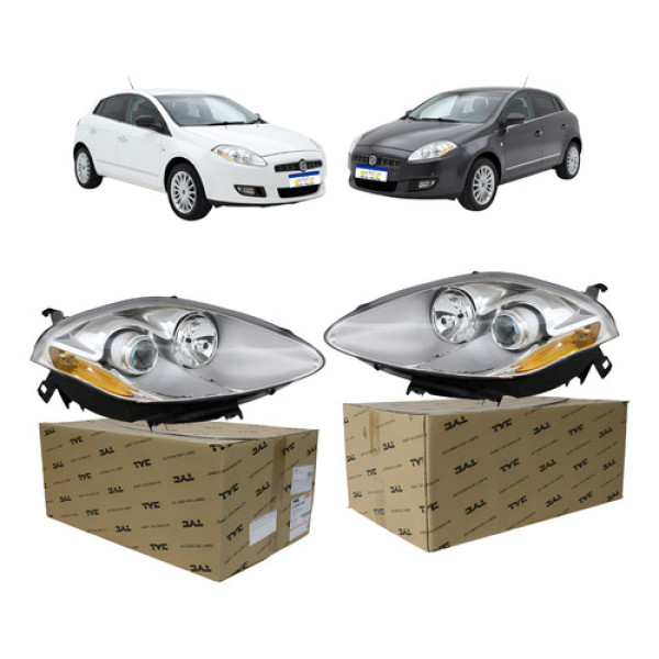 Farol Fiat Bravo 2011 A 2016 Par Eletirco C/globo Optico Ambos Lados Farol Fiat Bravo 2011 A 2016 Par Eletirco C/globo Optico Ambos Lados