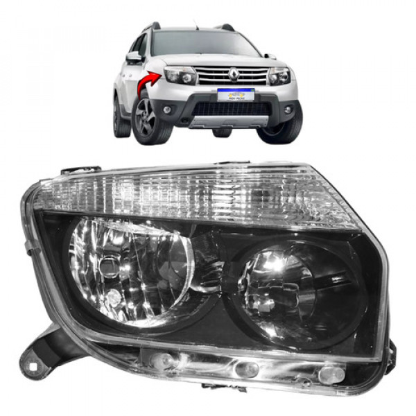 Farol Renault Duster 2012 2013 2014 2015 Mascara Negra L.d