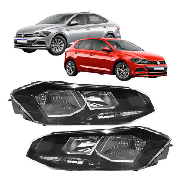 Par Farol Vw Polo Virtus 2018 2019 2020 2021 22 Friso Preto Ambos Lados