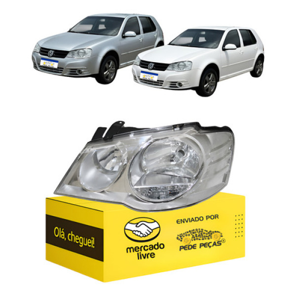 Farol Golf 2008 2009 2010 2011 2012 2013 L.e Cromado Esquerdo/motorista