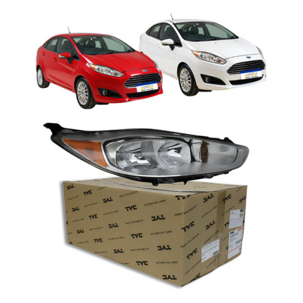 Farol Direito Ford New Fiesta 2015 2016 2017 Cromado/âmbar Direito/passageiro