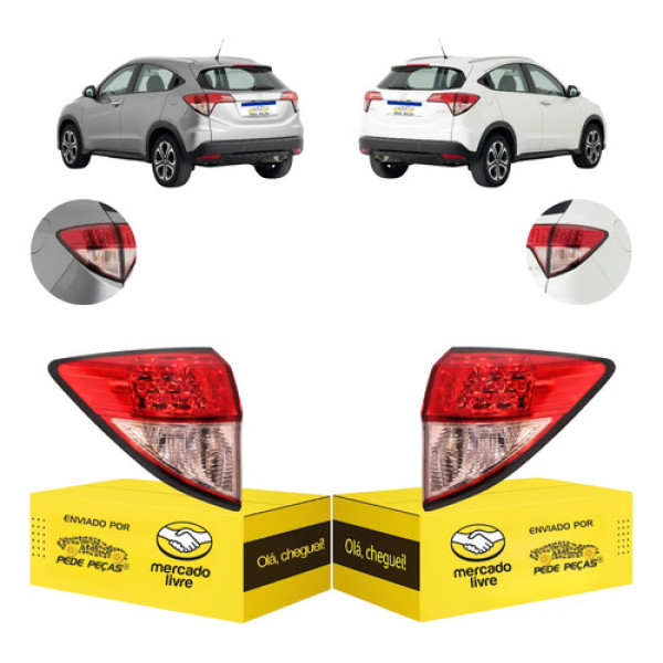 Par Lanterna Canto Honda Hr-v 2015 16 17 2018 C/led Nova Ambos Lados Cristal