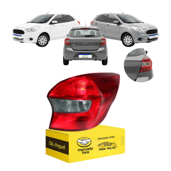 Lanterna Traseira Direita Ford Ka Hatch 2015 16 A 2021 Fumê Direito/passageiro Bicolor Fumê