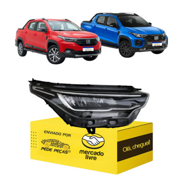 Farol Direito Fiat Strada Volcano 2021 A 2026 Full Led Novo Direito/passageiro