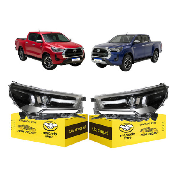 Par Farol Hilux 2021 22 23 24 25 2026 Full Led Moldura Cinza Direito