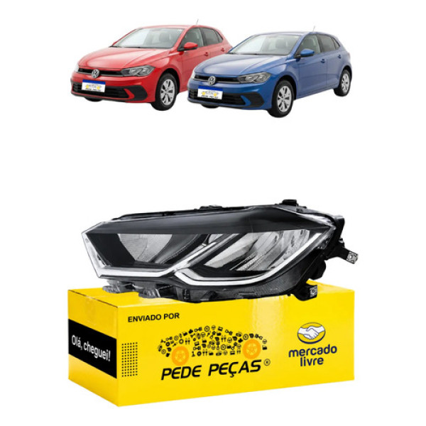 Farol Vw Polo 2023 2024 2025 2026 Full Led C/avaria Le Esquerdo/motorista