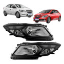 Par Farol Onix Prisma Lt Ltz Joy Mascara Negra 2013 A 2019 Ambos Lados