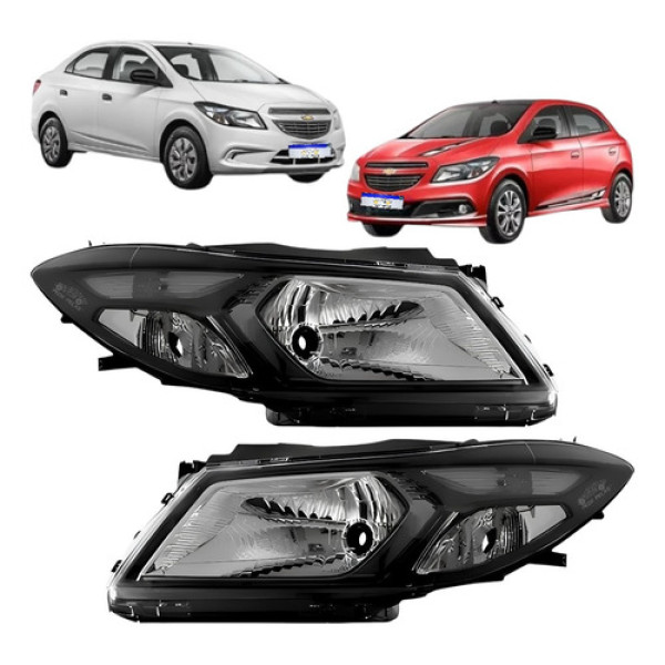 Par Farol Onix Prisma Lt Ltz Joy Mascara Negra 2013 A 2019 Ambos Lados