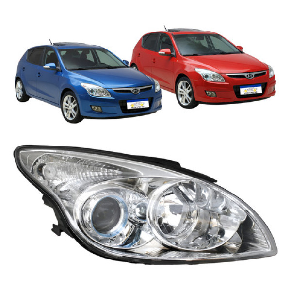 Farol Cromado Hyundai I30 2008 A 2013 C/globo Optico Novo Direito/passageiro
