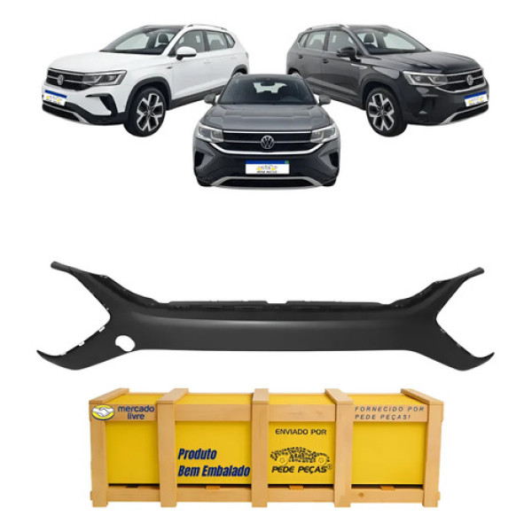 Aplique Parachoque  Volkswagen Taos 2021 A 2025 Central Preto
