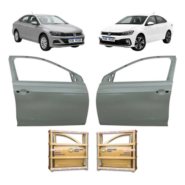 Par Porta Dianteira Volkswagen Virtus 2017 18 19 20 A 2026 Dianteira Ambos Lados Cinza Para Pintura