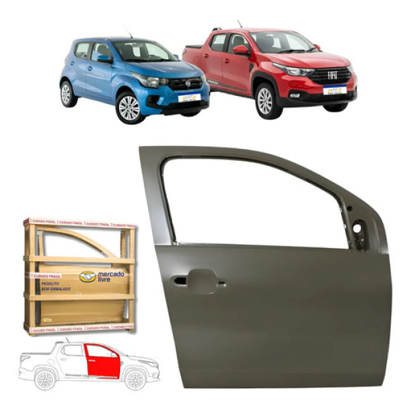 Porta Dianteira Fiat Mobi 2016 2017 18 19 20 A 2026 Nova L.d Dianteira Direito/passageiro Cinza