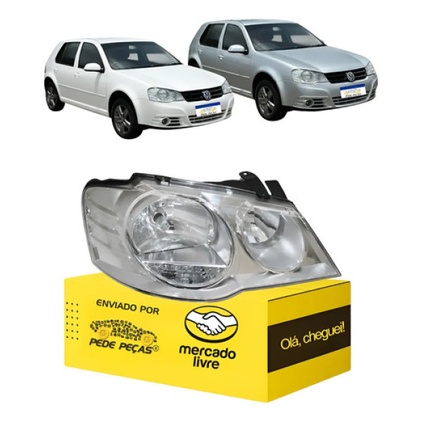 Farol Golf 2008 2009 2010 2011 2012 2013 Cromado Le Esquerdo/motorista