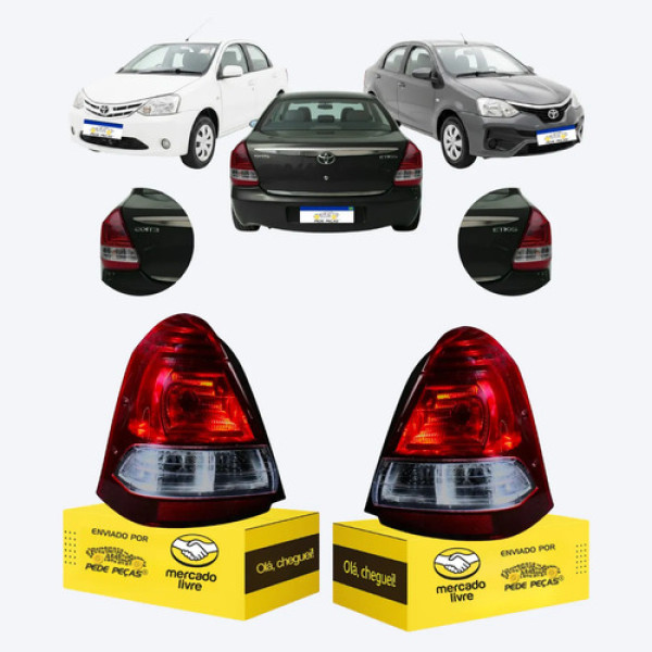 Par Sinaleira Traseira Toyota Etios Sedan 2013 A 2021 Fumê Ambos Lados