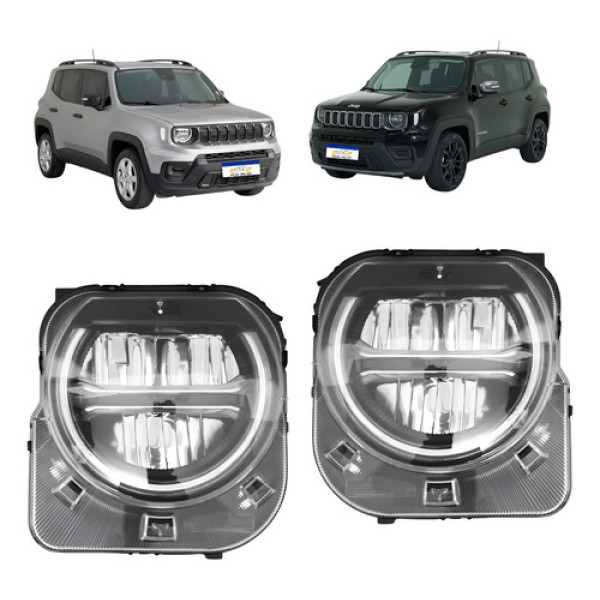 Par Farol Jeep Renegade 2022 A 2026 Full Led Com Reator Novo Ambos Lados
