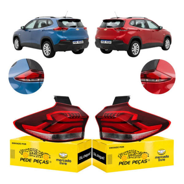 Par Lanterna Canto Gm Tracker 2020 21 22 23 24 2025 C/led Ambos Lados Vermelho Cristal