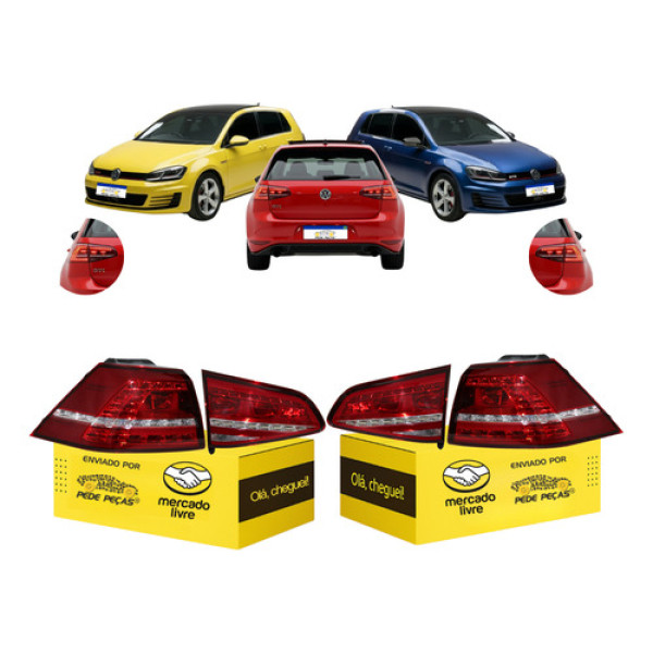 Kit Lanterna Sinaleira Golf 2014 2015 2016 2017 Com Led Nova Ambos Lados Vermelho