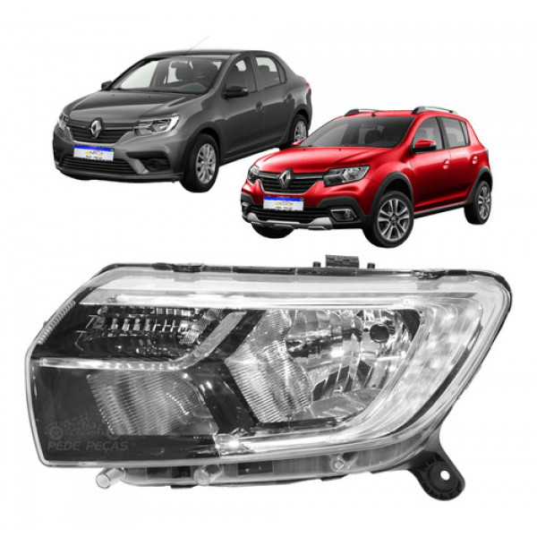 Farol Renault Sandero Logan 2020 2021 2022 2023 2024 Led Le