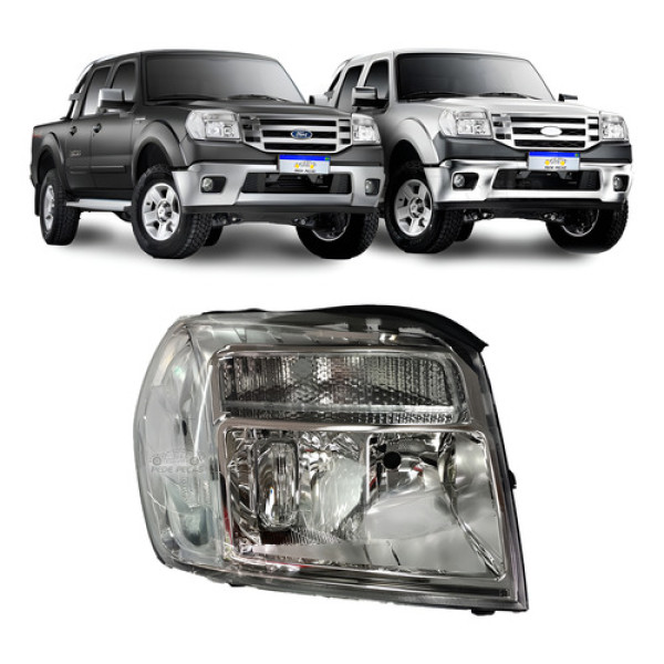 Farol Ford Ranger 2009 2010 2011 2012 Cromado Ld Direito/passageiro