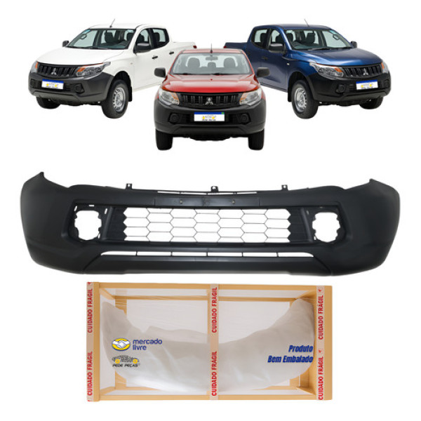 Parachoque L200 Triton 2017 2018 2019 2020 S/f Moldura Novo Preto