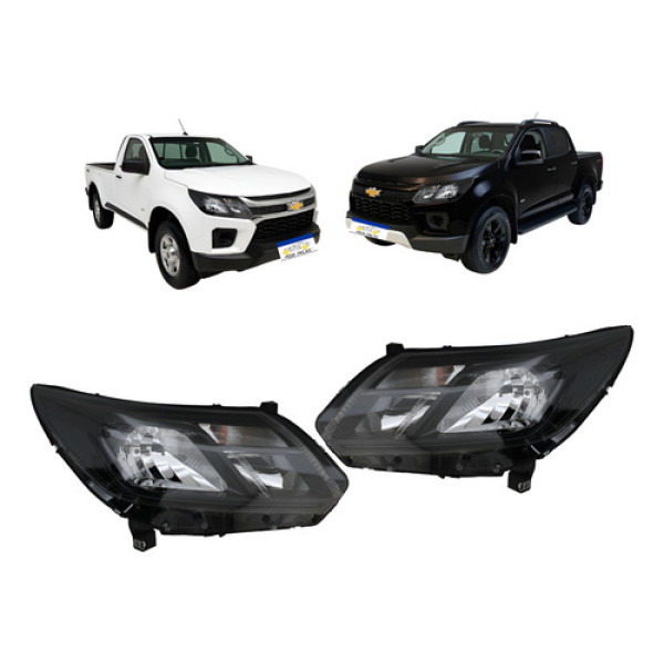 Par Farol Gm S10 2017 A 2023 S/led Friso Preto Ambos Lados