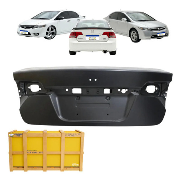 Tampa Traseira Honda New Civic 2007 A 2011 Nova Ex Lsx Se Preto