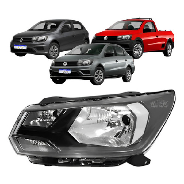 Farol Gol Voyage G8 Saveiro G7 2018 A 2021 Friso Preto Le Esquerdo/motorista Farol Gol Voyage G8 Saveiro G7 2018 A 2021 Friso Preto Le Esquerdo/motorista