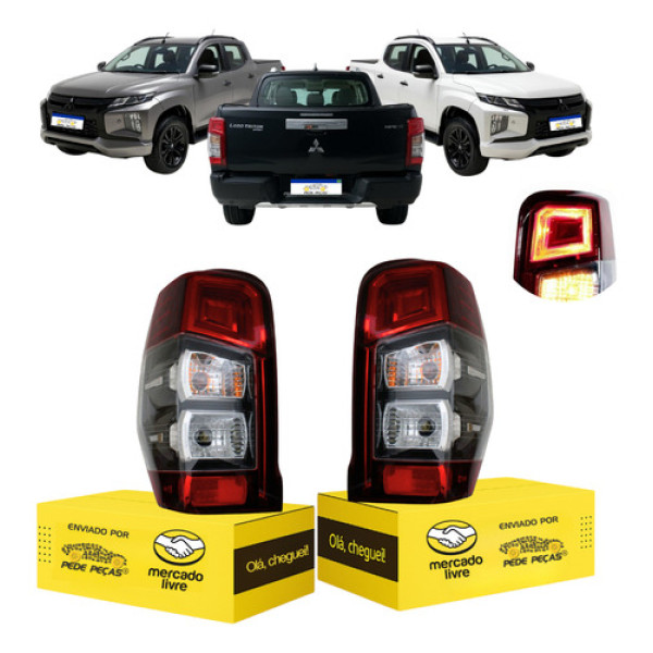 Par Lanterna L200 Triton Sport 2021 22 23 24 2025 S/led Ambos Lados Vermelho