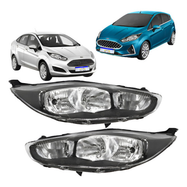 Par Farol Ford New Fiesta Mascara Negra 13 2014 2015 A 2019 - Direito