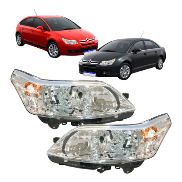 Par Farol Citroen C4 Pallas Hatch 2007 2008 2009 A 13 Duplo - Esquerdo