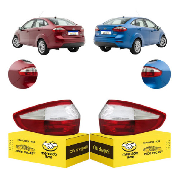 Lanterna Canto Ford Fiesta New Sedan 2014 2015 2016 2017 Par Ambos Lados Cristal