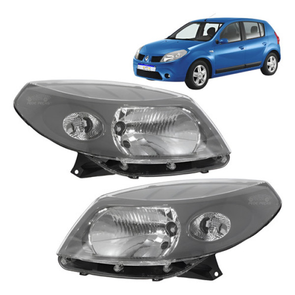 Par Farol Sandero 2008 2009 2010 2011 Mascara Cinza Novo Ambos Lados
