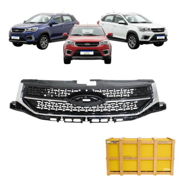Grade Do Parachoque Chery Tiggo 2 2018 2019 2020 2021 2022 Preto Brilhante
