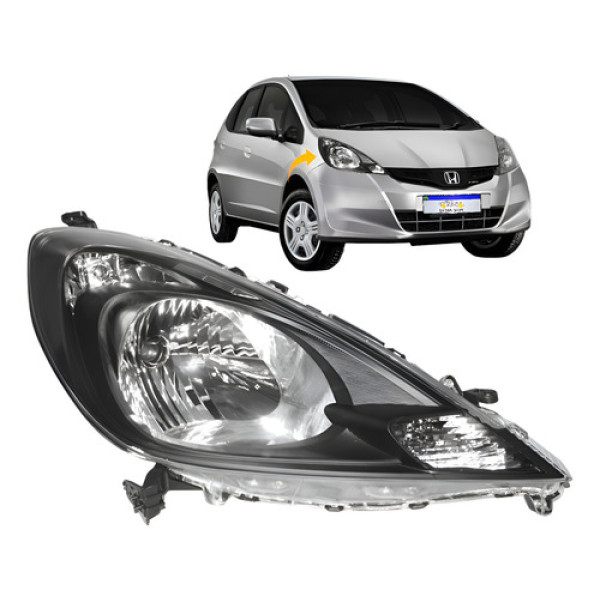 Farol Honda Fit 2013 2014 Mascara Negra Lado Direito Novo Direito