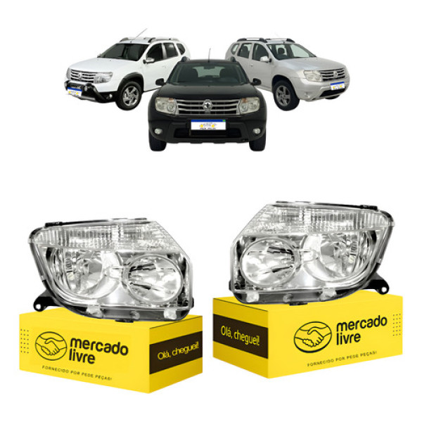  Par Farol Renault Duster 2012 2013 2014 2015 Cromado Direito