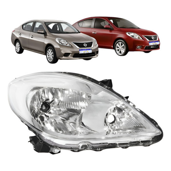 Farol Nissan Versa 2011 2012 2013 2014 Cromado Novo Ld Direito/passageiro