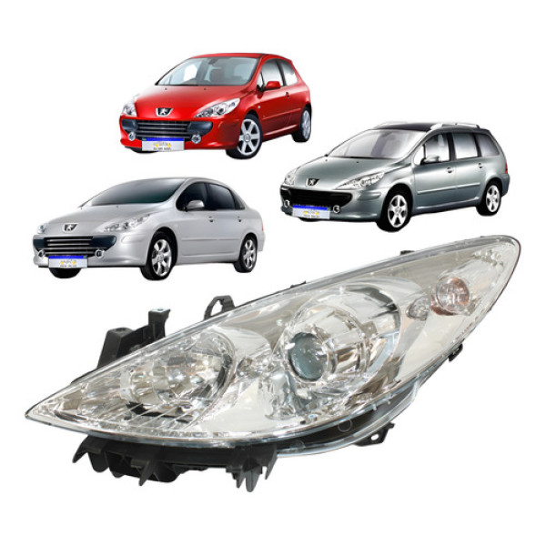Farol Peugeot 307 2007 2008 2009 2010 2011 2012 Cromado Le - Esquerdo